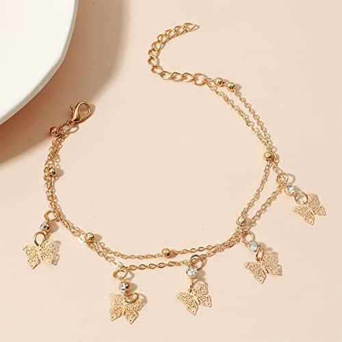 Xyayou Boho Charm Cute Rhinestone Hollow Out Butterfly Gold