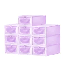 Comprar Set De 10 Zapateras Cajas Organizadoras De Zapatos Apilables Color Púrpura