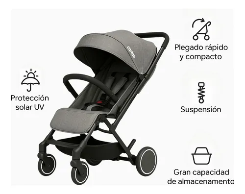 Cochecito De Bebe Ultra Liviano Cartan Plegable Con Huevito