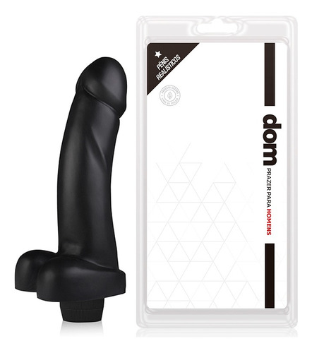 Prótese Dom Pênis Pinto Consolo Vibrador Negão R2 21cm X 4cm Cor Preto