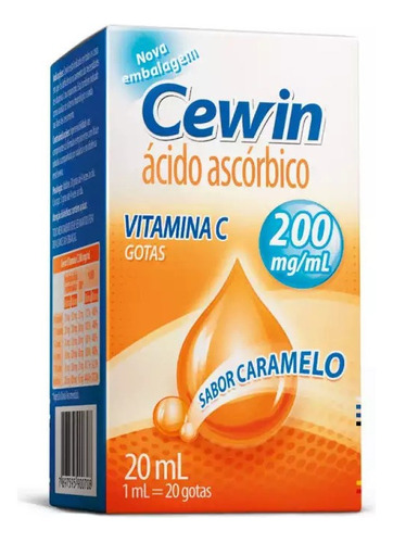 Kit 3 Cewin Ácido Ascórbico Vitamina C Gotas 3x 20ml Sabor Caramelo