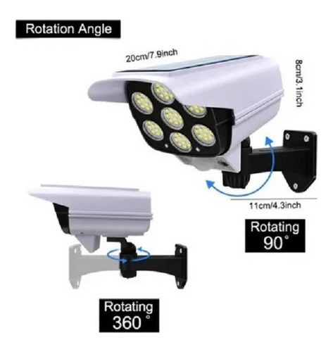 Foco Solar Cámara Sensor De Movimiento + Control Remoto Colo