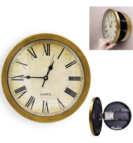 Reloj Secreto Oculto, Caja Fuerte De Pared, Vintage, Con Gra