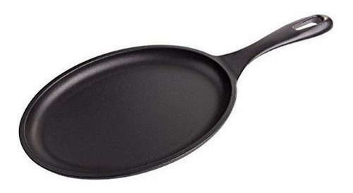 Victoria Skl218 Oval Griddle Seasoned Cast Iron Fajita Skill