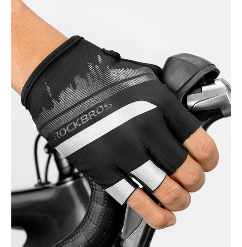 Guantes Cortos Ciclismo Moto Rockbros Ruta Mtb S247 Gel Negro S