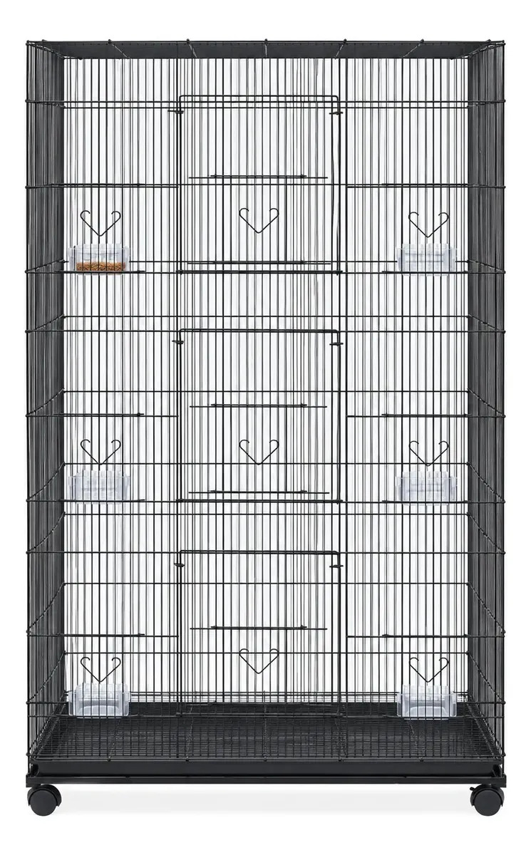 Jaula Criadora Para Aves Chicas Y Medianas | 78x48x140cm | Canario Ninfa Periquito Australiano | Comederos Bebederos Perchas | Ruedas Incluidas