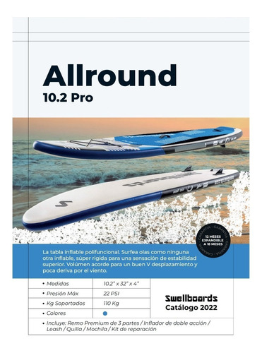 Tabla Inflable Sup Swellboards Allround Pro 10.2 2021