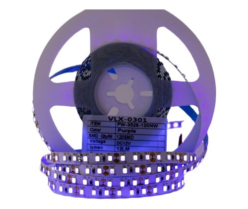 Fita Led 5m Uv 3528 Ip20 600 Leds Mesa Serigrafia Aquario Luz Ultra Violeta - Uv Tensão De Operação 12v