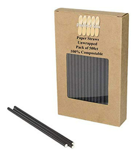 Perfectware 7.75 Black Paper Straw Un 100 7.75  Paja De Pape