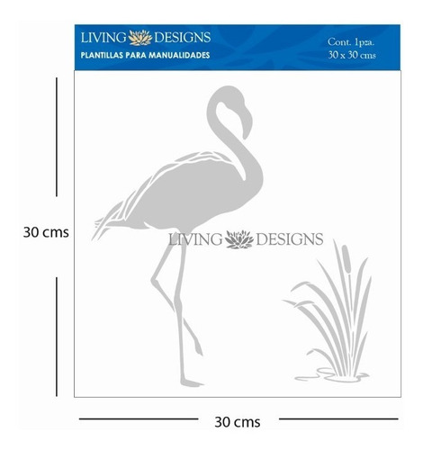 Plantilla Living Manualidades Stencil 30x30cm Flamingo