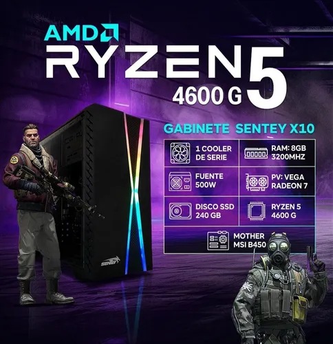 Pc Armada Completa, Amd Ryzen 5 4600 G, 16 Gb, Ssd 480 Gb (Usado)
