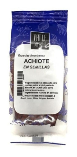 Achiote En Semillas 100 Grs. - Valle Imperial.