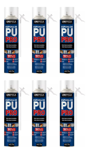 Espuma De Poliuretano Pu Pro Unipega De 750ml X 6 Unidades