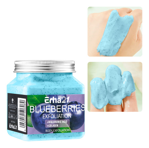 Exfoliante Corporal Diler De 350ml Fórmula Con Colágeno Y Ácido Hialurónico Para Piel Suave Limpia Y Revitalizada De Uso Diario O Semanal Aroma Mora azul