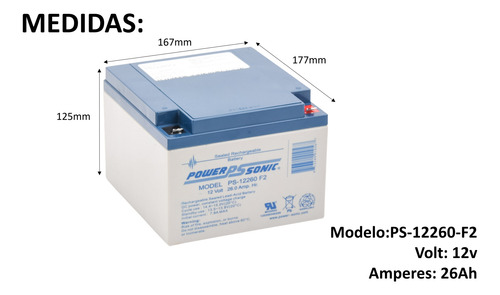 Bateria Recargable Respaldo De 12v 26ah Sistema De Seguridad