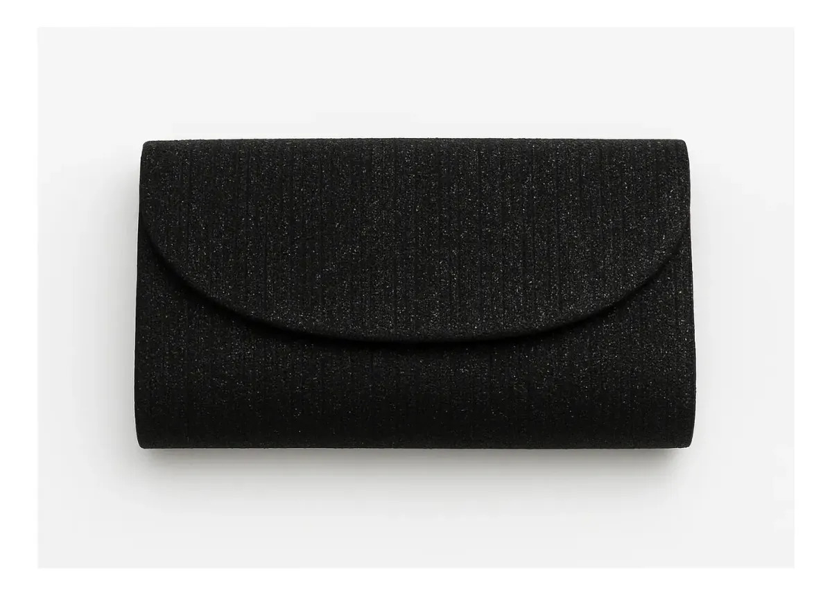 Bolsa Clutch para Festa Brilho e Glitter Feminina com Alça Removível Preta