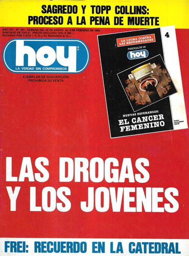 Revista Hoy N° 393 / 3 Febrero 1985 / Drogas En Jóvenes