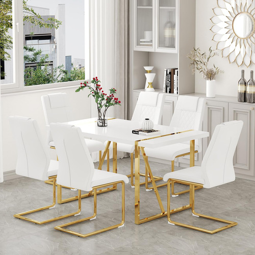Juego De Mesa De Comedor Moderna De 55 Pulgadas Para 6 Mesa