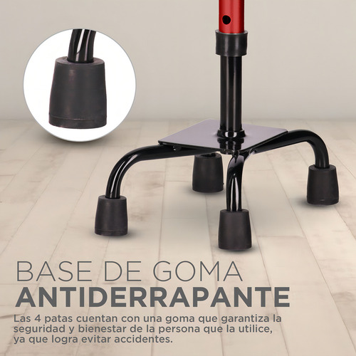 Tikun B1504 Baston Para Caminar De 4 Apoyos Ortopedico Ajustable De 7 Niveles De Altura Aluminio Para Adulto Color Vino