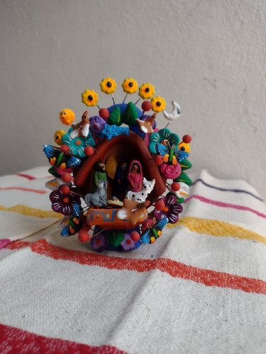 Mini Árbol De La Vida En Barro Metepec Nacimiento 12cm