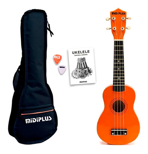 Ukelele Soprano Midiplus De Madera Con Funda Varios Colores