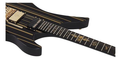 Guitarra elétrica Schecter Synyster Custom-S de mogno gloss black with gold stripes brilhante com diapasão de ébano