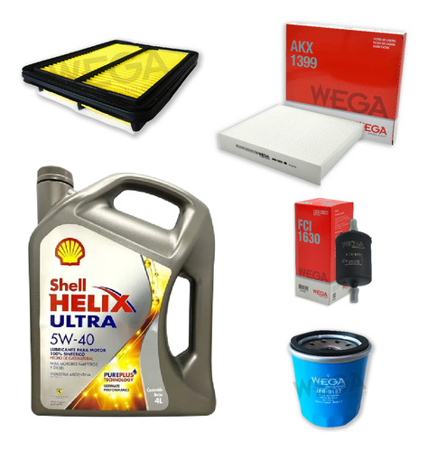 Kit 4 Filtros + 4l Aceite Shell 5w40 Nissan Kicks 1,6 Wega