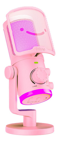 Micrófono Fifine Ampligame Am6 Rgb Usb Cardioide - Pink