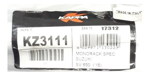 Monorack Soporte Baul Trasero Kappa Suzuki Sv 650 Kz3111