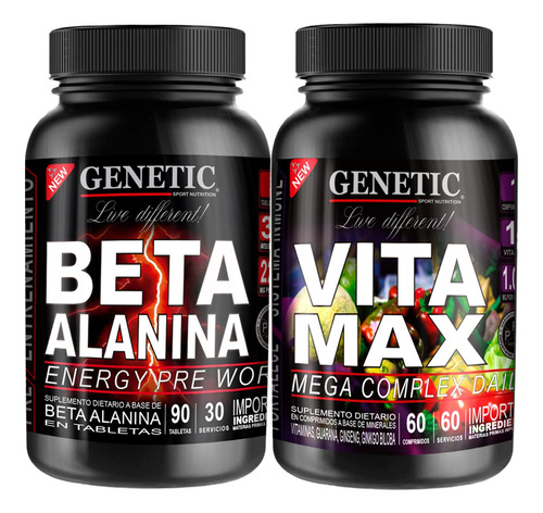 Energía Resistencia Eleva Testo Beta Alanina Vitamax Genetic