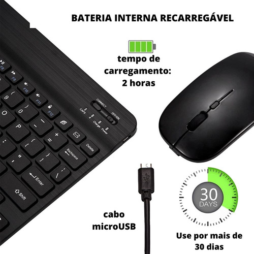40 Kit Capa Imã Teclado Abnt2 Mouse Para Galaxy Tab A9 8.7