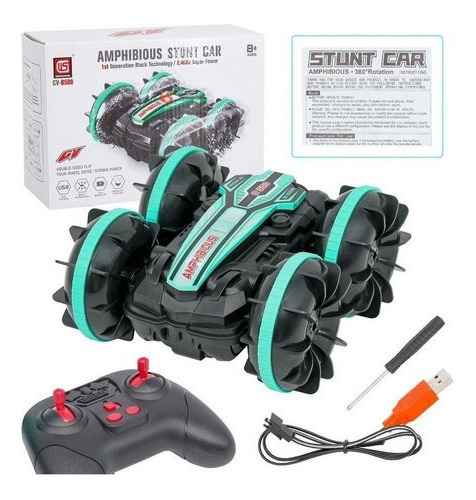 Anfíbio Rc Stunt Car Carrinho Controle Batería Recargable