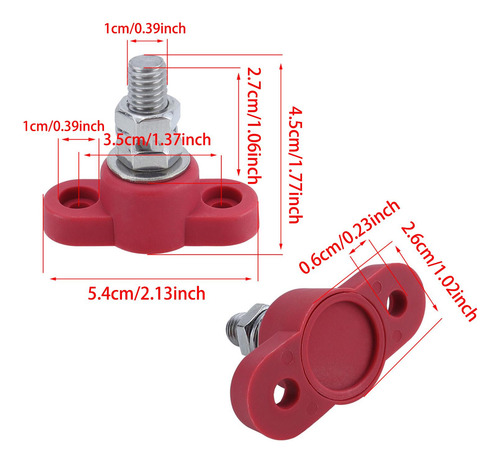 M10 Terminal Block Stud 3/8inch Power Unit Junction Vermelho