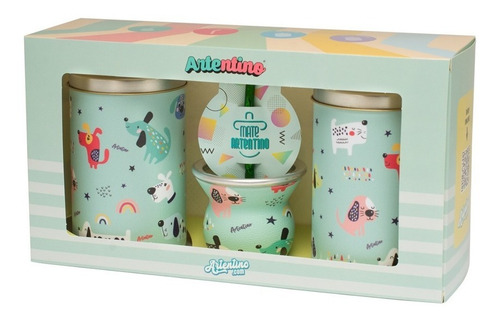 Imagen 1 de 2 de Set Regalo Matero Yerbera Azucarera Mate Bombilla Artentino