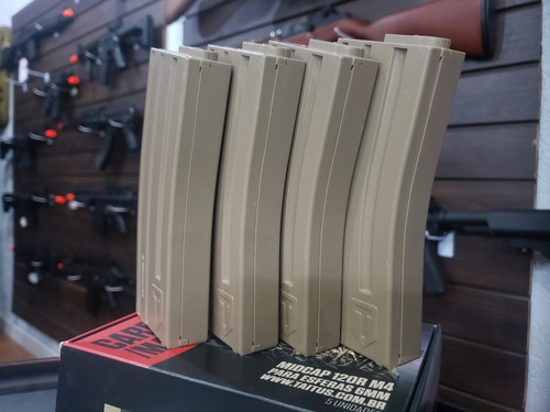 Imagem 6 de 6 de Combo 4x Airsoft Magazine Carregador M4 Mid Cap 120bbs Tan