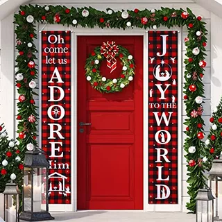 Christmas Nativity Porch Sign Joy To The World Winter H...