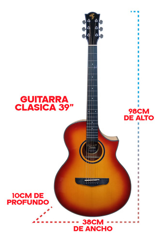 Guitarra Electroacústica Rómulo García LG-350 Ceq 5 Bdas Act Color Naranja Material del diapasón Madera Orientación de la mano Diestro