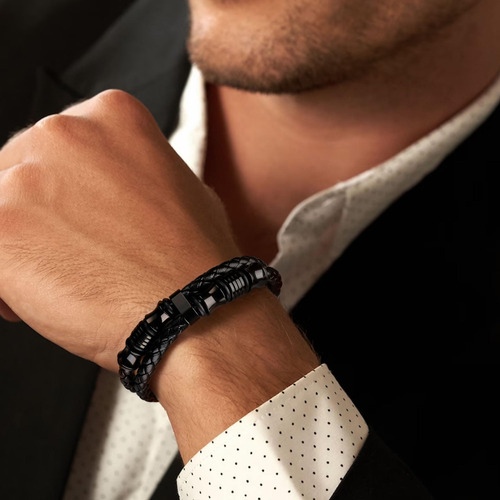 Pulsera De Capas De Cuero Para Hombres Regalos Para Novio De