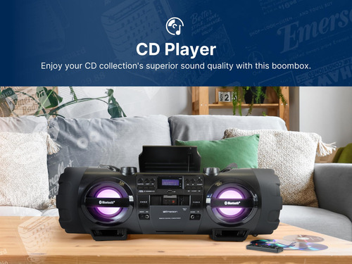 Reproductor De Cd Portátil Bluetooth Sistema Estéreo Boombox