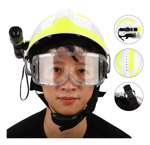 Casco De Rescate Bomberos Seguridad Con Lampara Y Goggles