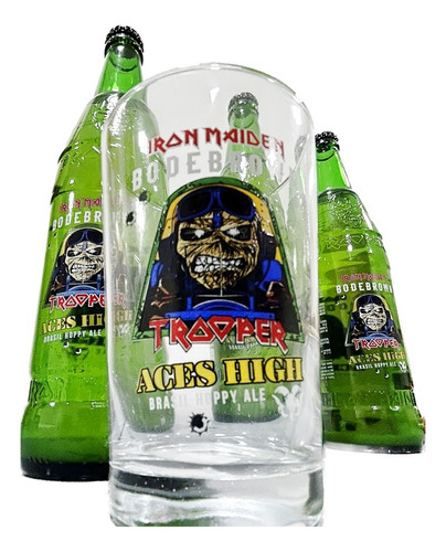 Kit 3 Cerveja Iron Maiden Aces High + Copo 350ml Eddie + Nf