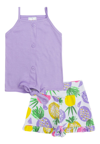 Conjunto Infantil Para Bebê Menina Cotton Verão