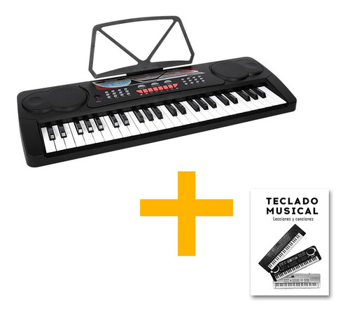 Teclado Musical 49 Teclas 4 Octavas Meike Mk4100 + Fuente Color Negro