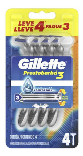 Aparelho De Barbear Presto3 Regular Gillette Leve 4 Pague 3