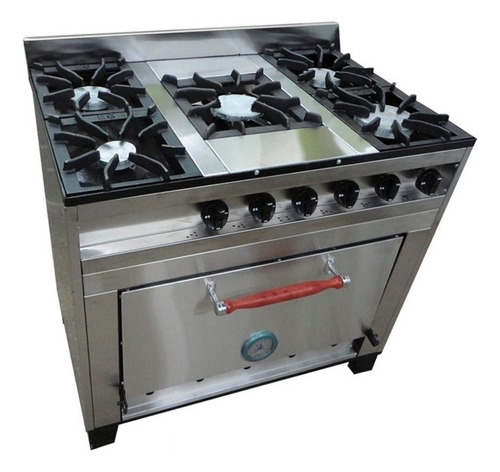 Cocina Industrial Eg Acero 5 Hornallas Pizzero De Fundicion!