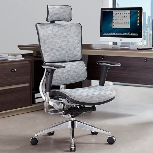 Cadeira Ergonômica Presidente Executiva Tecido Mesh Luxo Cor Branco Material Do Estofamento Malha