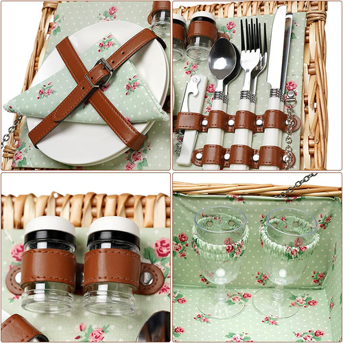 Canasta De Picnic De Mimbre 2 Personas, Cesta De Mimbre...
