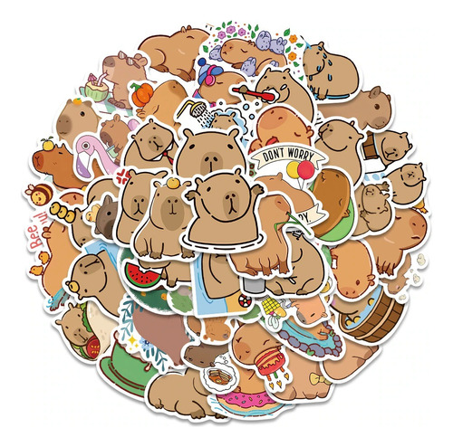 50 Stickers Capibara- Capybara, Surtidos