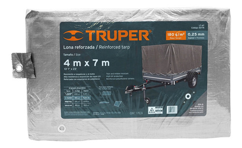 Lona Gris Reforzada 4 X 7 M Truper 10774