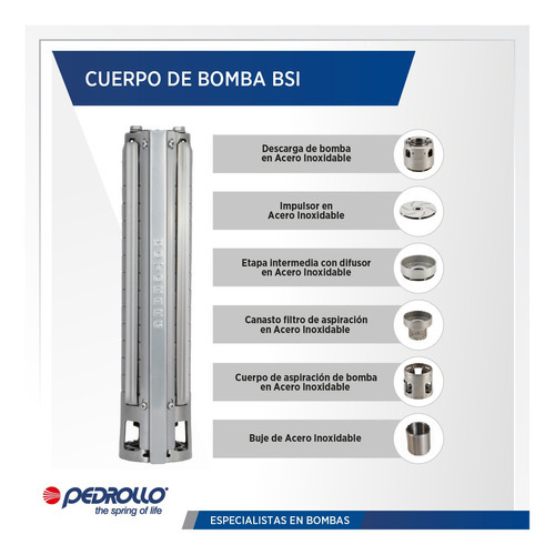 Bomba Sumergible Pozo Pedrollo Bsi 412+cable Trif. 3 Hp